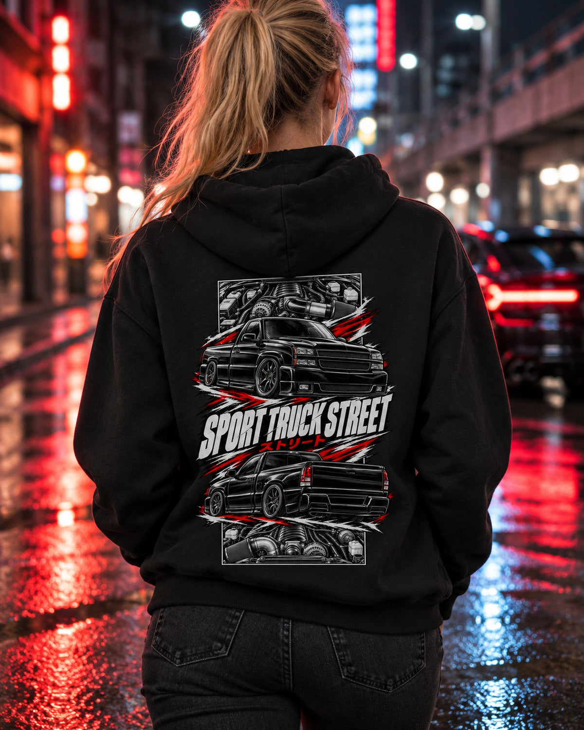 Chevy Silverado SS Torn Poster Full-Back Graphic Tee Pull Over Hoodie Black worn hero