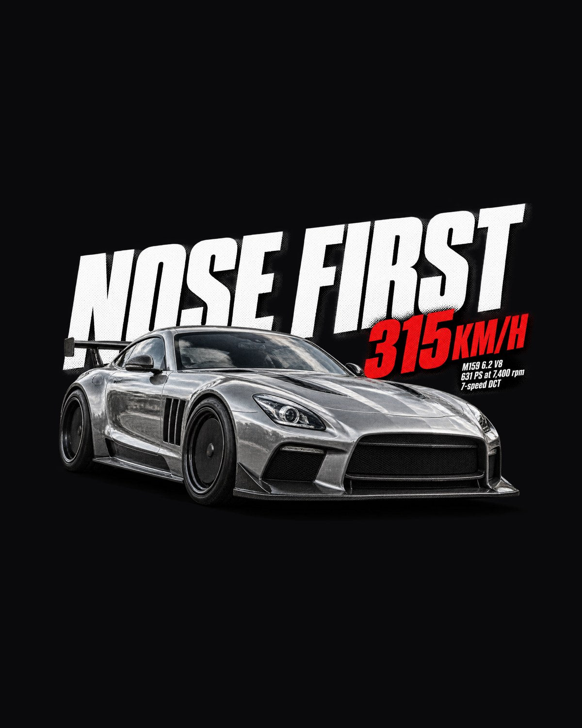 SLS AMG Black Series C197 Nose First Halftone Shirt design only