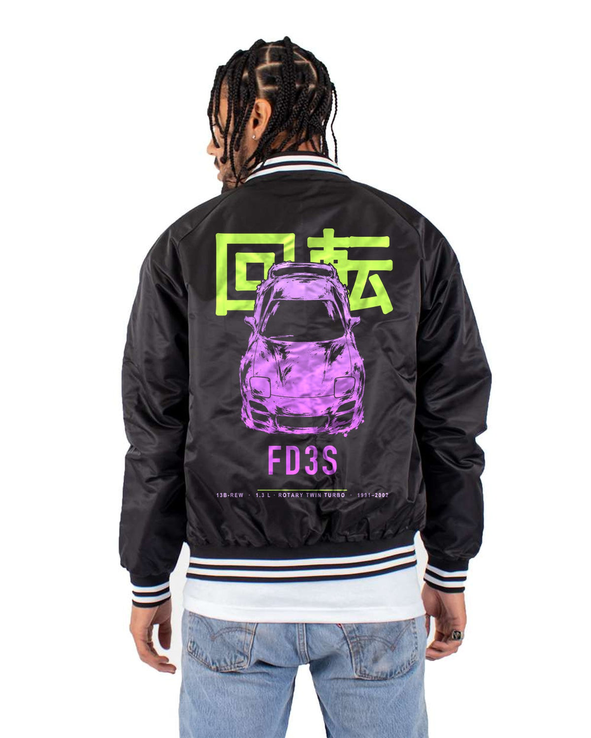 FD3S 13B-REW Full-Back Graphic Tee Bomber Jacket Black back