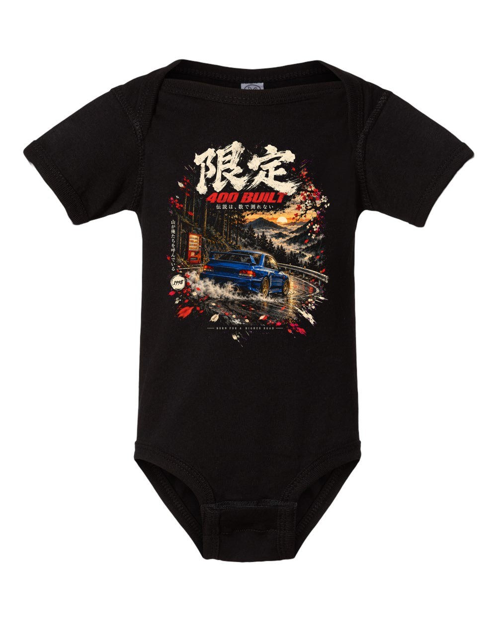 Subaru Impreza 22B Baby Onesie Black front