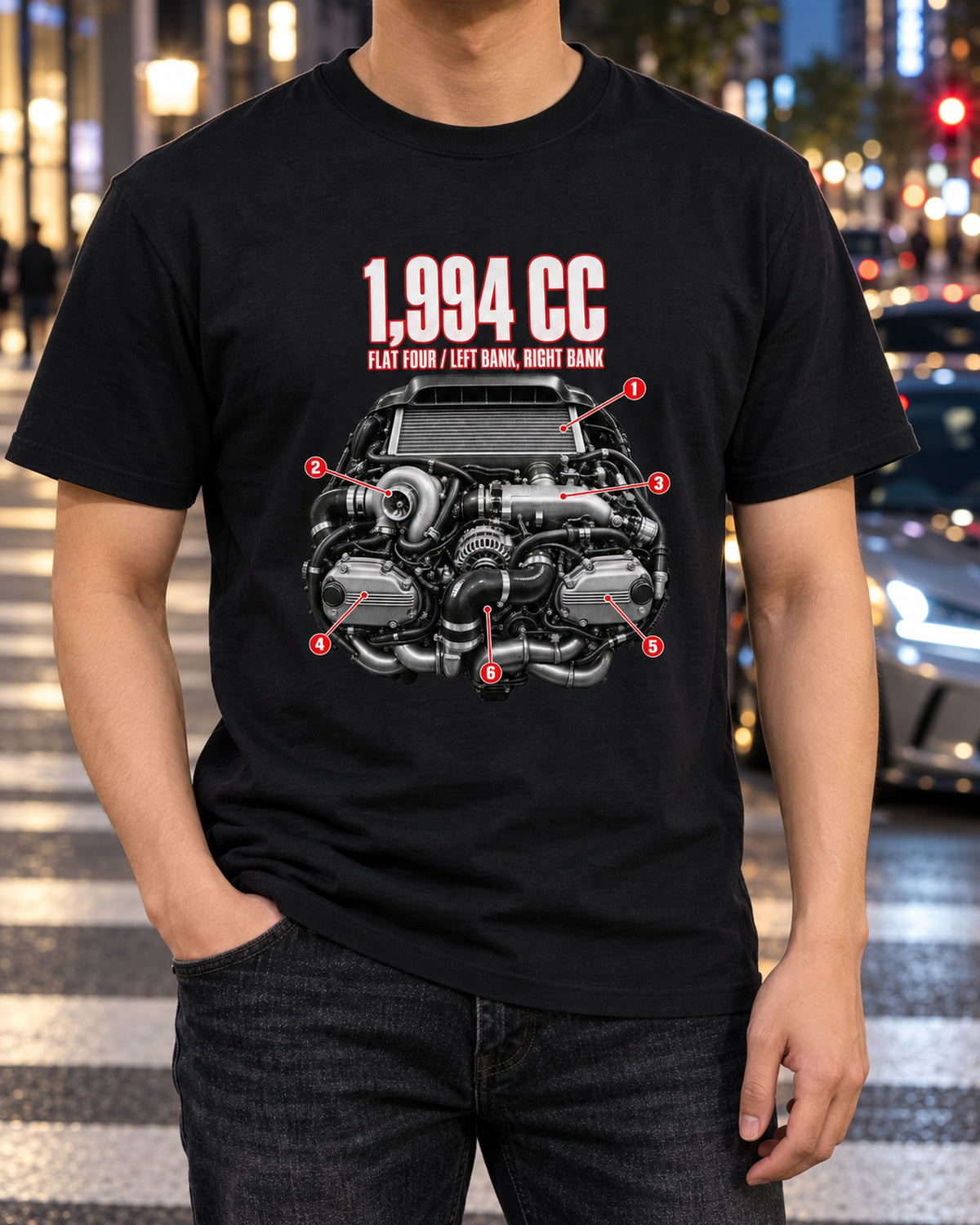 Subaru EJ20 Flat-Four Engine Anatomy Tee, GC8 WRX EJ20K T-Shirt Black worn hero