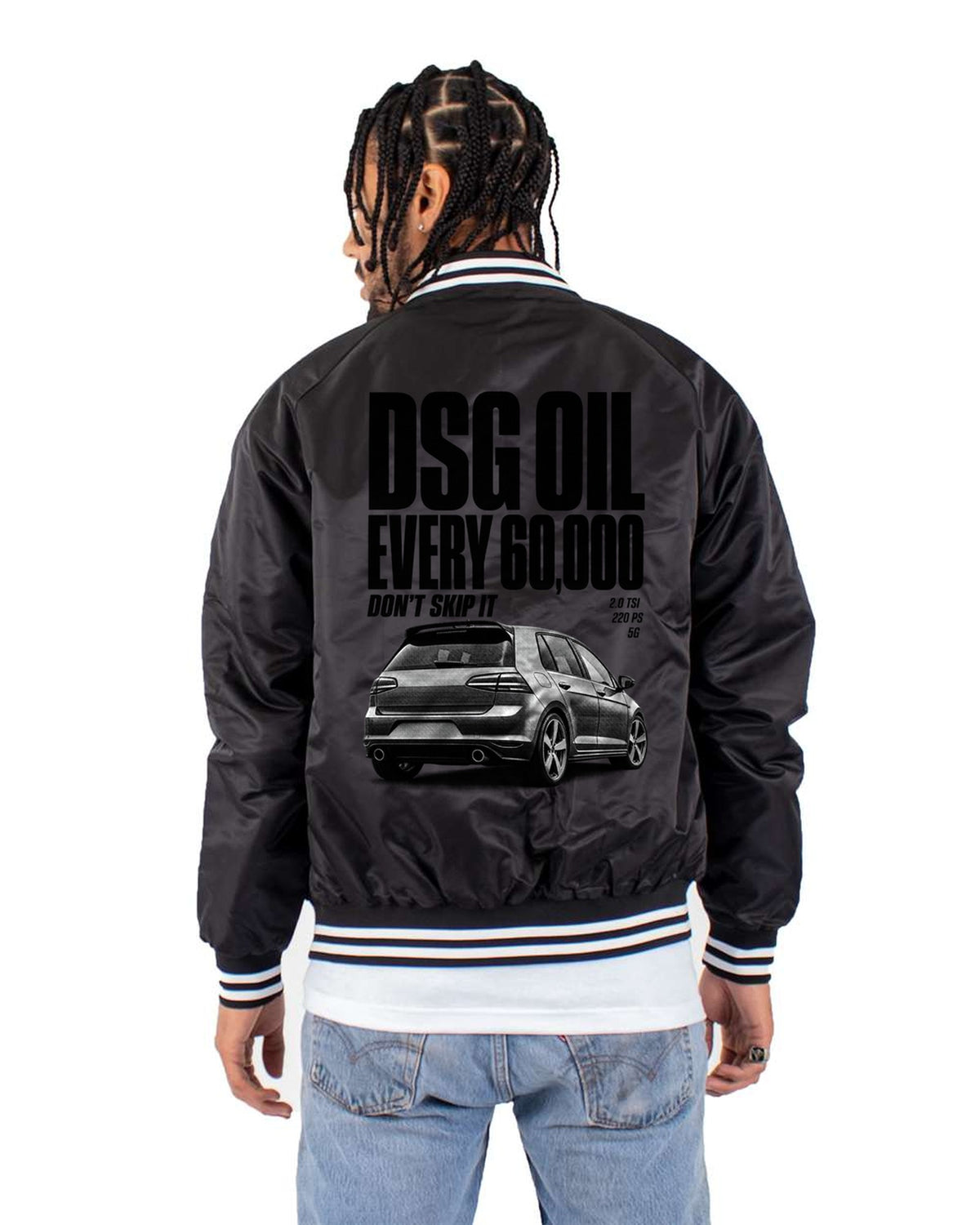 VW Golf GTI Mk7 DSG Service Halftone Shirt, Car Guy Gift Bomber Jacket Black back