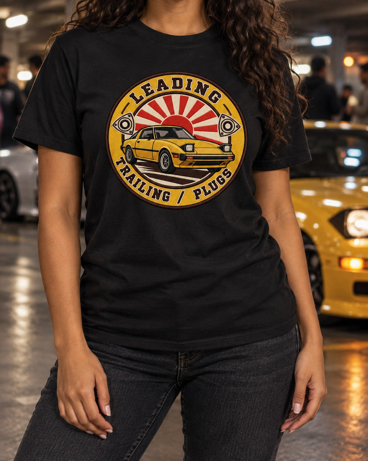 Mazda RX-7 SA22C Rotary Roundel Crest Shirt, Car Guy Gift T-Shirt Black worn hero