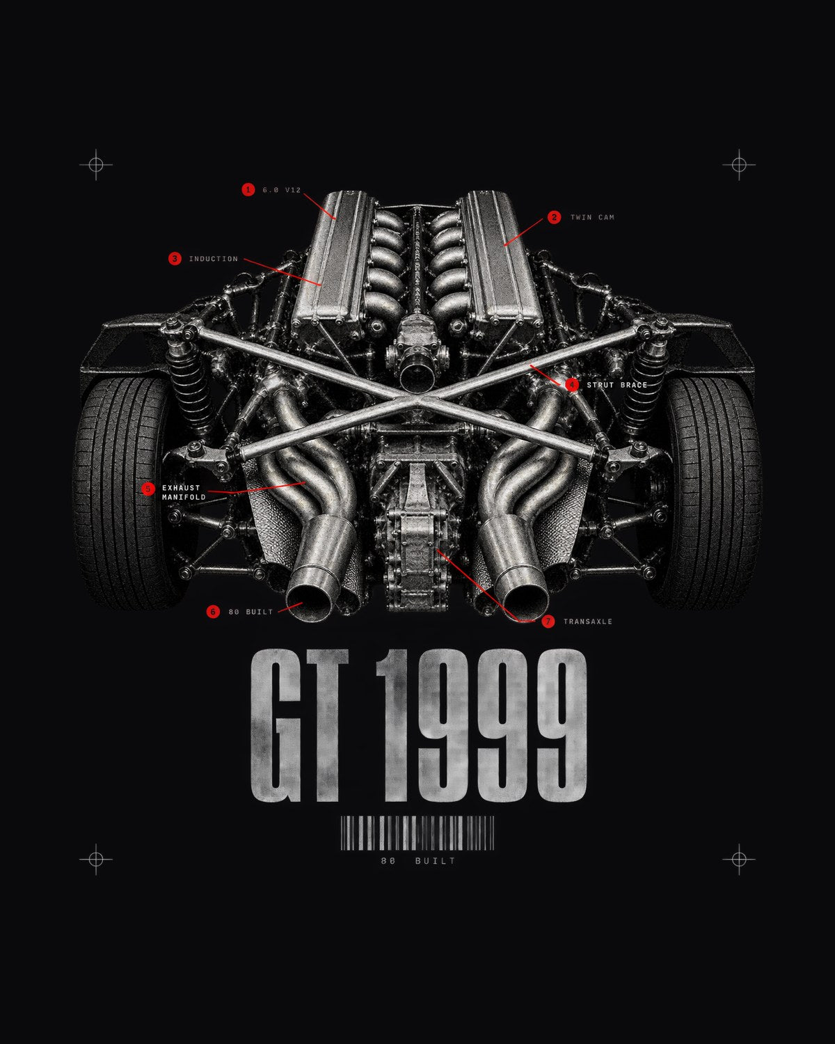 Diablo GT Six Litre Engine Plate Shirt, 6.0 V12 1999 design only