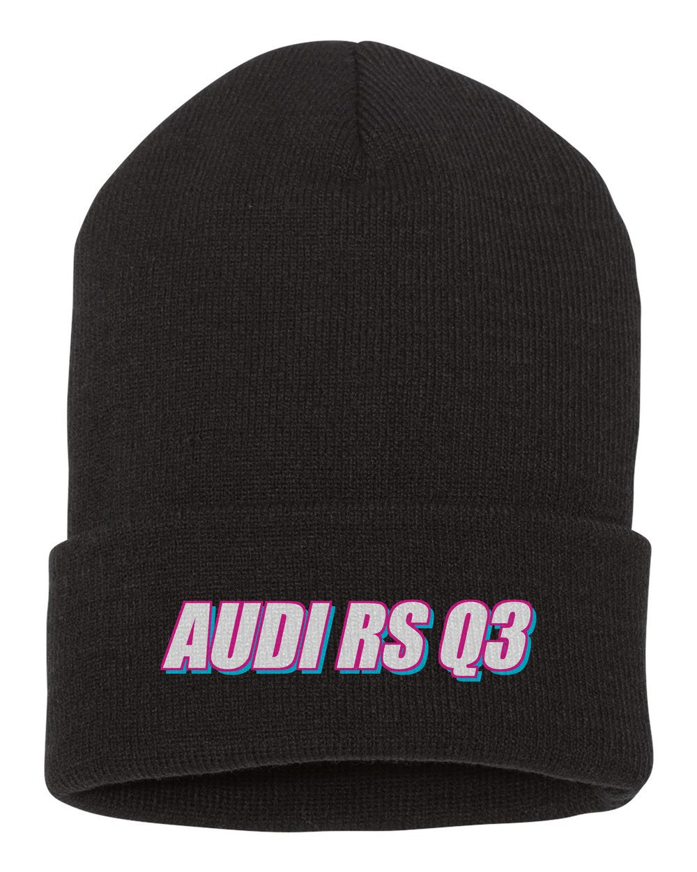 Audi Rs Q3 black beanie front view with car name