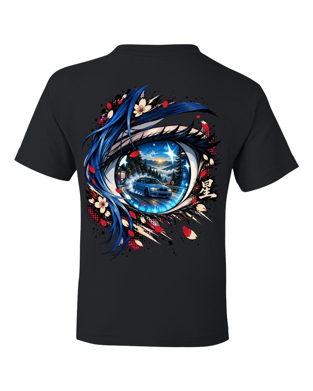 BMW M3 E46 Anime Girl Kids Tee Black back
