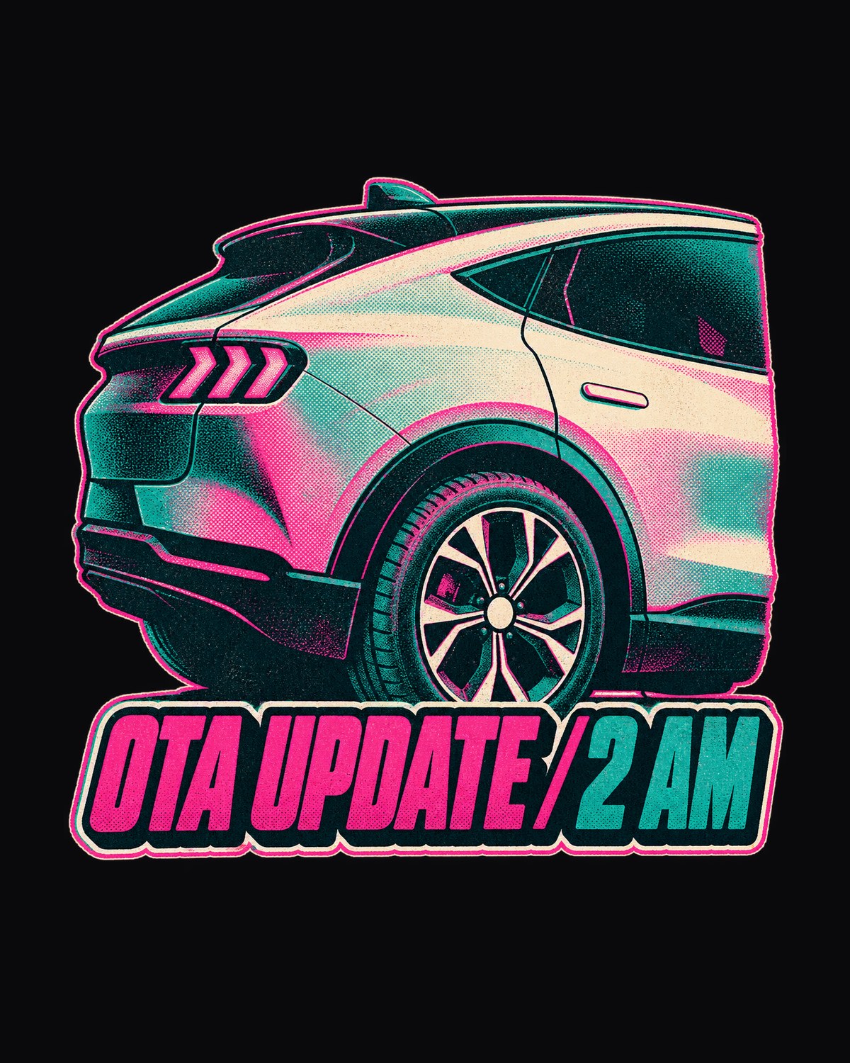 2020 Mustang Mach-E CX727 Riso Wheel Print Shirt, OTA Update 2 AM design only
