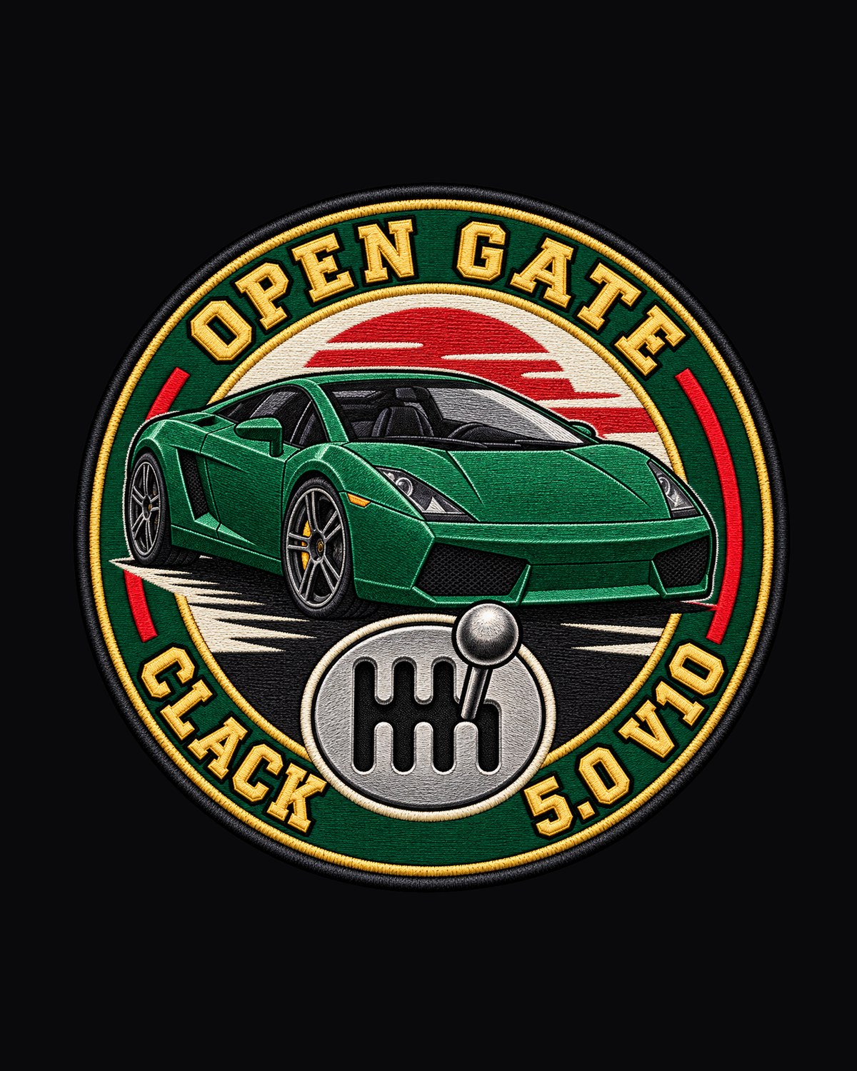 Gated Six Crest Tee, Gallardo Manual Open Gate V10 Shirt design only