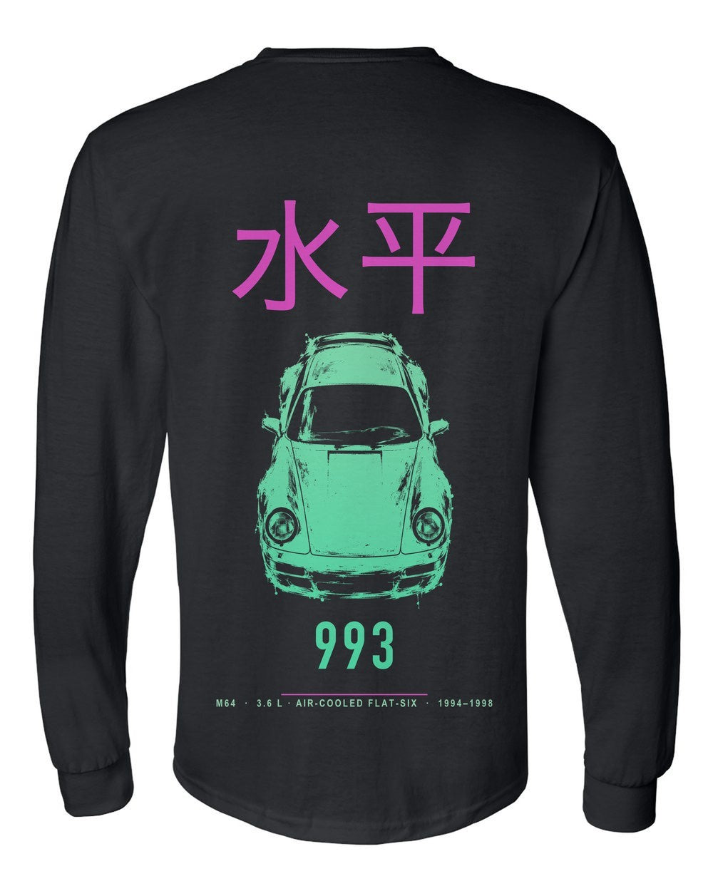 993 full-back artwork black long sleeve back view with the design