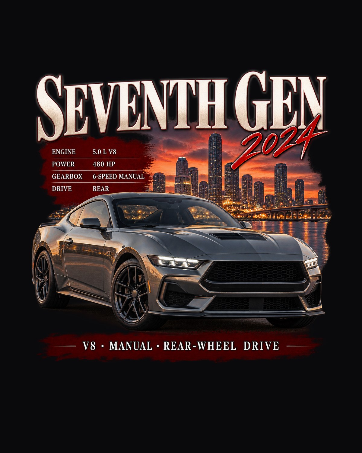 Mustang S650 GT Seventh Generation Archive Panel Tee, 2024 design only