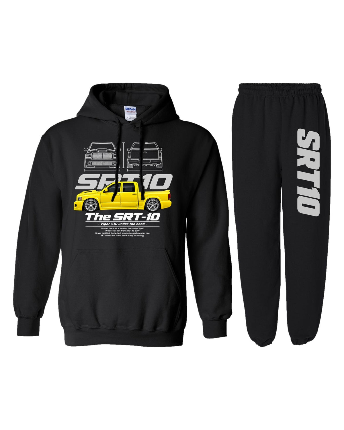 Truck Dodge Ram SRT10 Hoodie + Jogger Set black hoodie and joggers