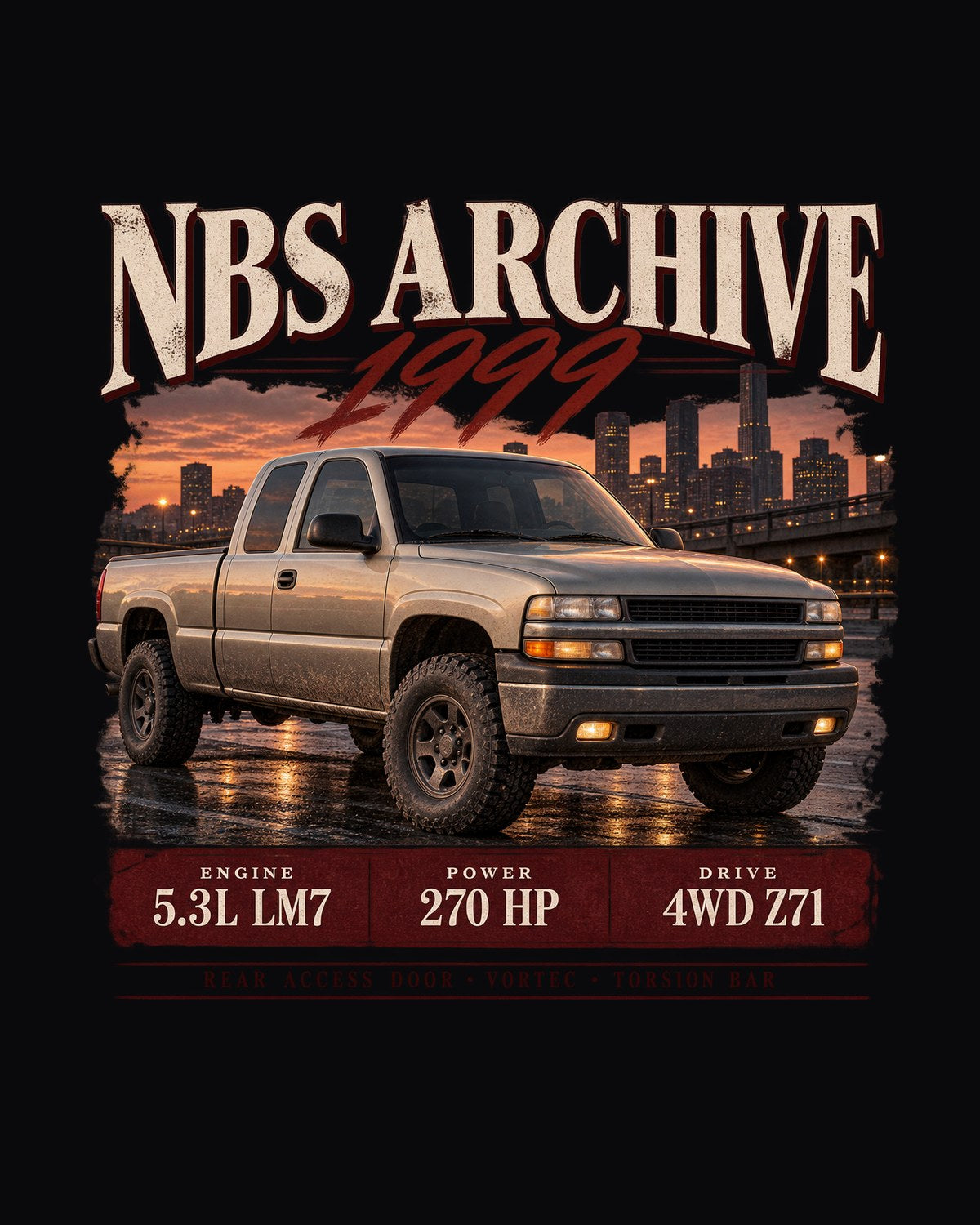 1999 Silverado NBS Archive Tee, 5.3L LM7 4WD Z71 design only