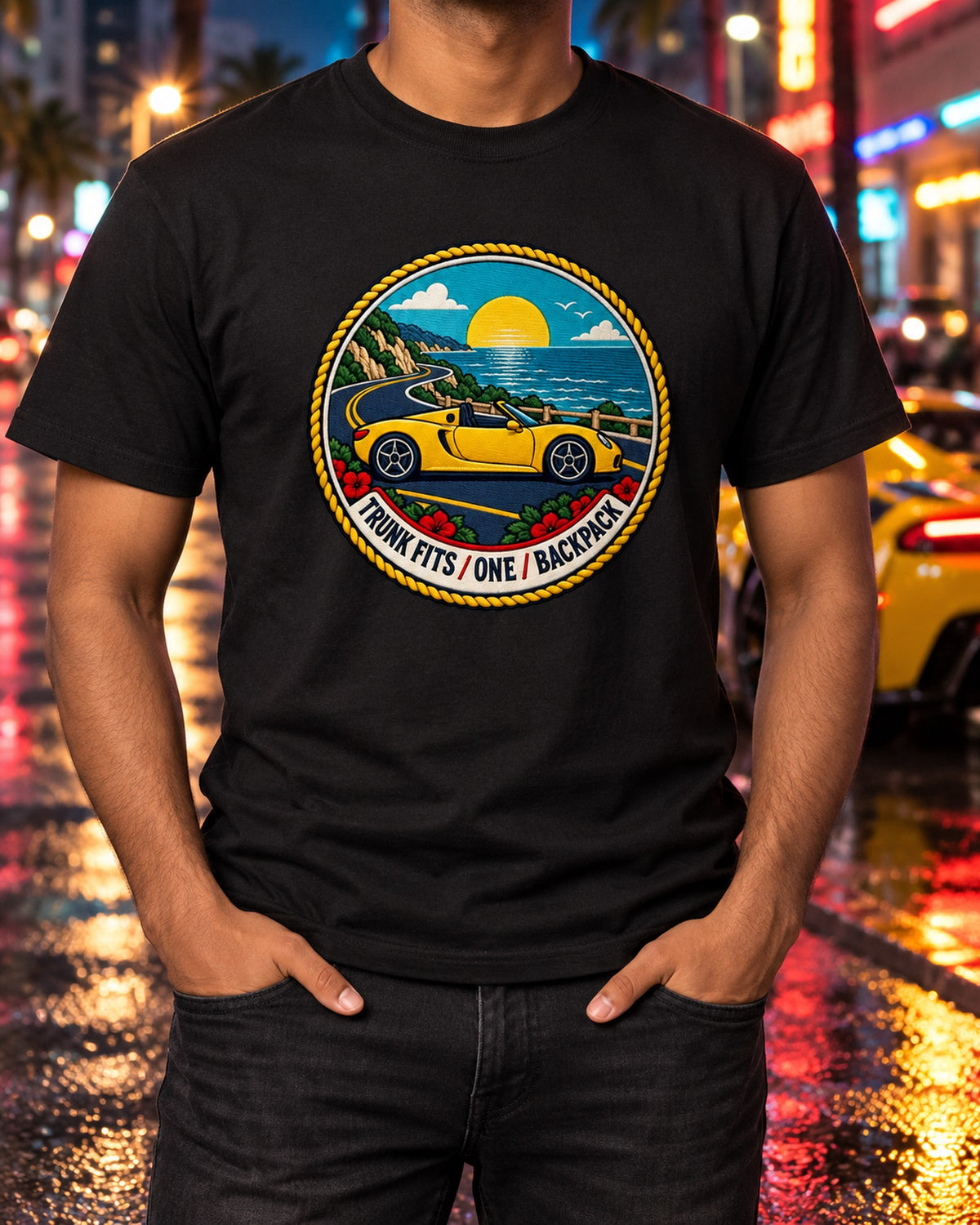 Toyota MR2 W30 MR-S Open Roadster Crest Shirt, Midship T-Shirt Black worn hero
