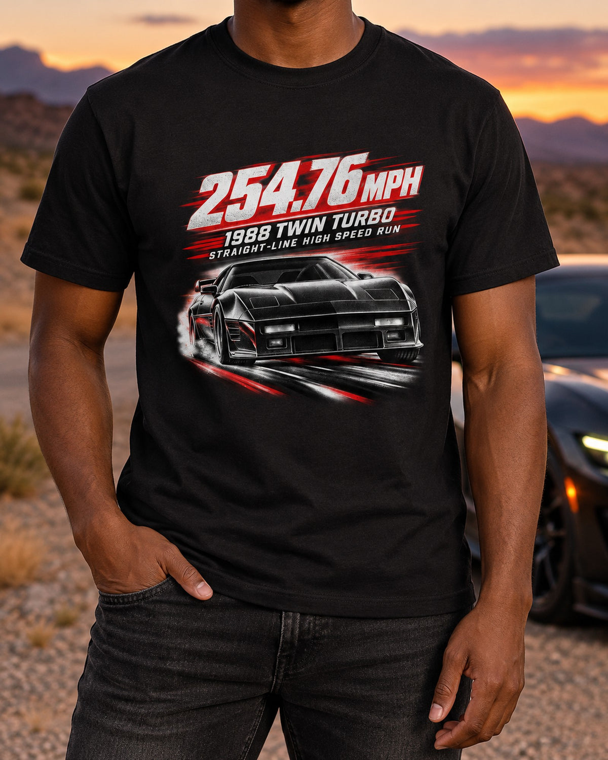 Callaway Sledgehammer 1988 Twin-Turbo C4 254 MPH Race Poster Tee T-Shirt Black worn hero