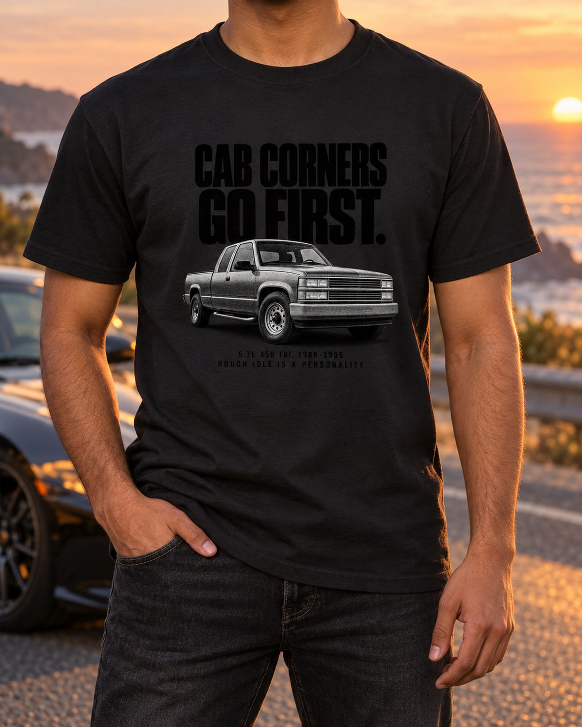 Chevy GMT400 C1500 OBS 1988-98 Halftone Statement Shirt T-Shirt Black worn hero