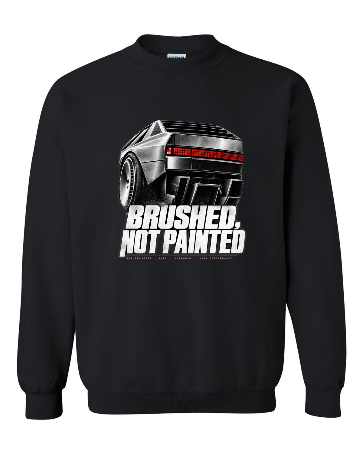 Hyundai N Vision 74 rear three-quarter macro print of pixel taillights black crewneck front view with the design