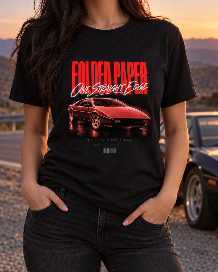 Lotus Esprit S1 Folded Paper Street Poster Shirt T-Shirt Black worn hero