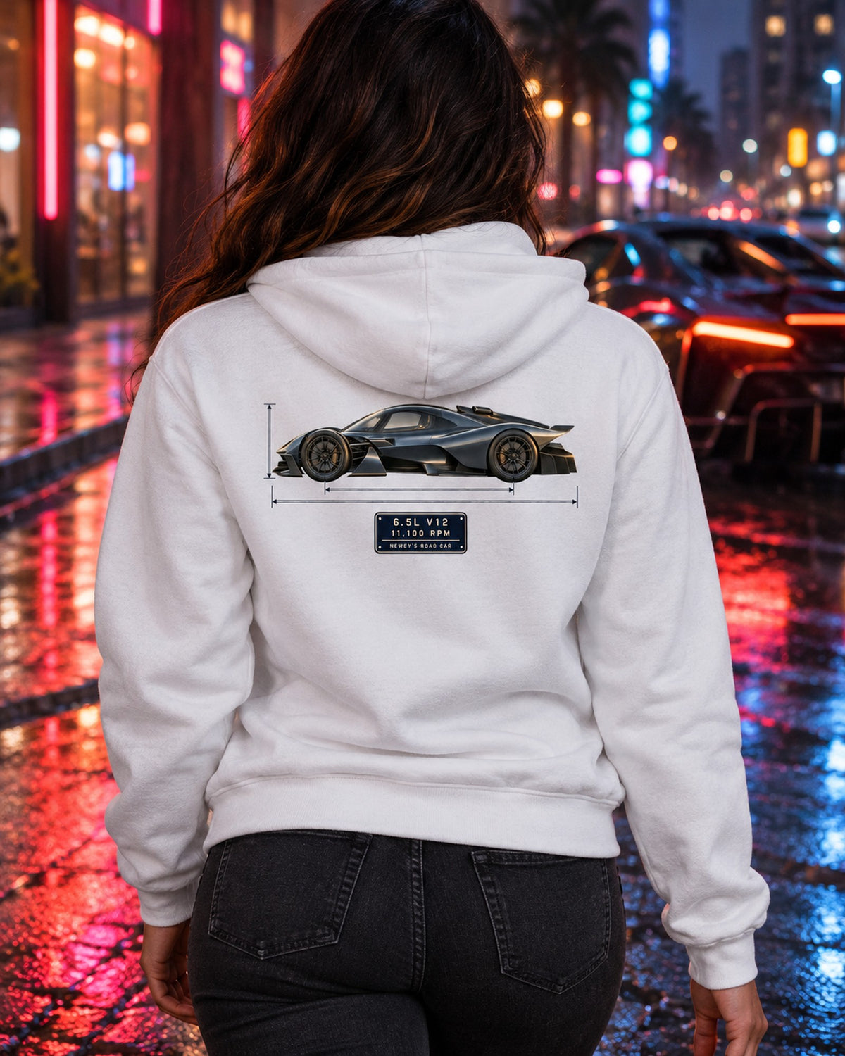 Aston Martin Valkyrie 2021 Blueprint Shirt, 6.5 V12 Car Guy Gift Zip Hoodie White worn hero