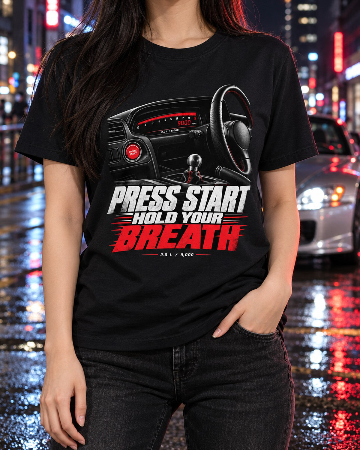 Honda S2000 AP1 Press Start Cockpit Gauge Tee, Car Guy Gift T-Shirt Black worn hero