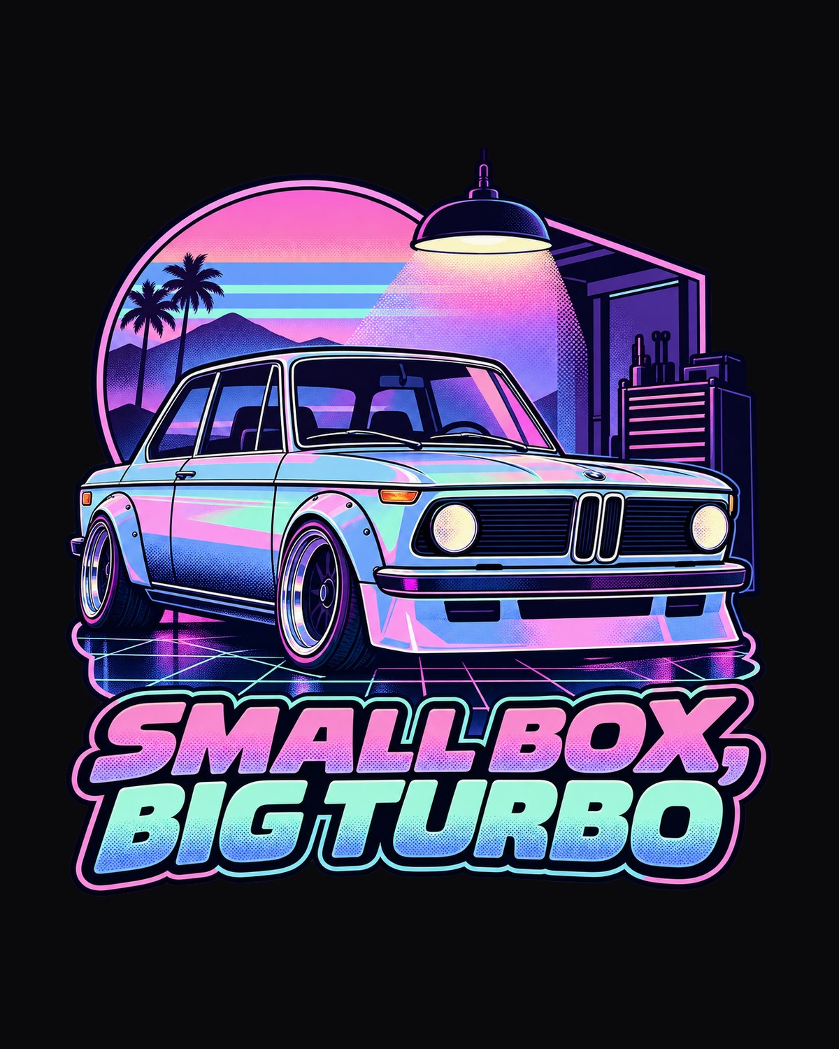 BMW 2002 Turbo Pastel Vaporwave Shirt, Small Box Big Turbo design only