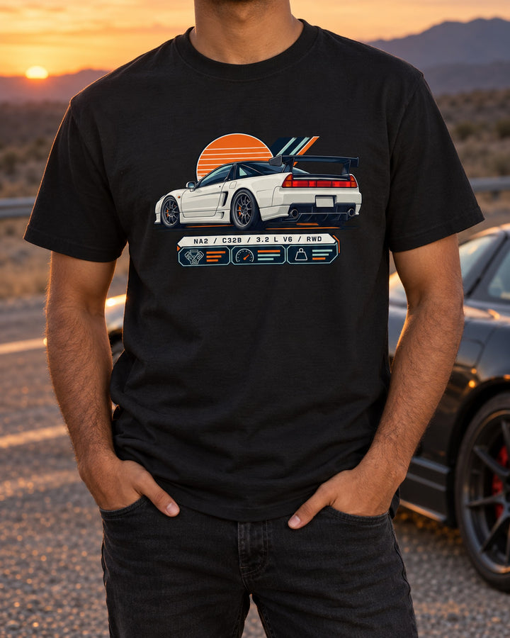 Honda NSX-R NA2 Spec Sheet Data Plate Shirt, C32B V6 T-Shirt Black worn hero