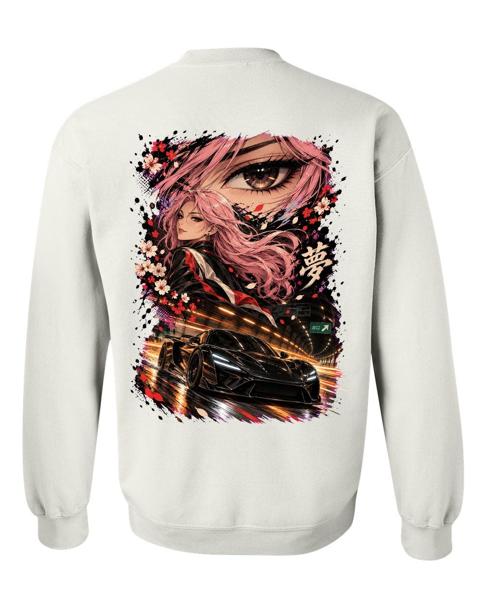 Rimac Nevera Anime Girl Crewneck White back