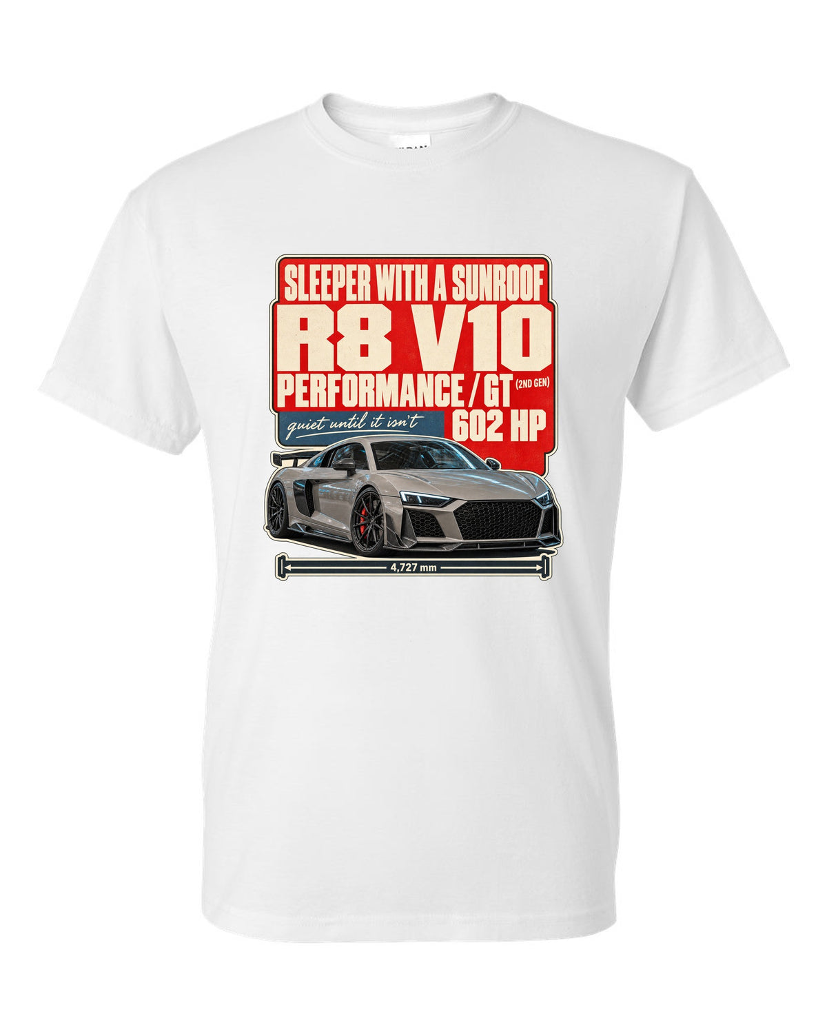 Audi RS7 Sportback C8 street poster print design white t-shirt front view with the design