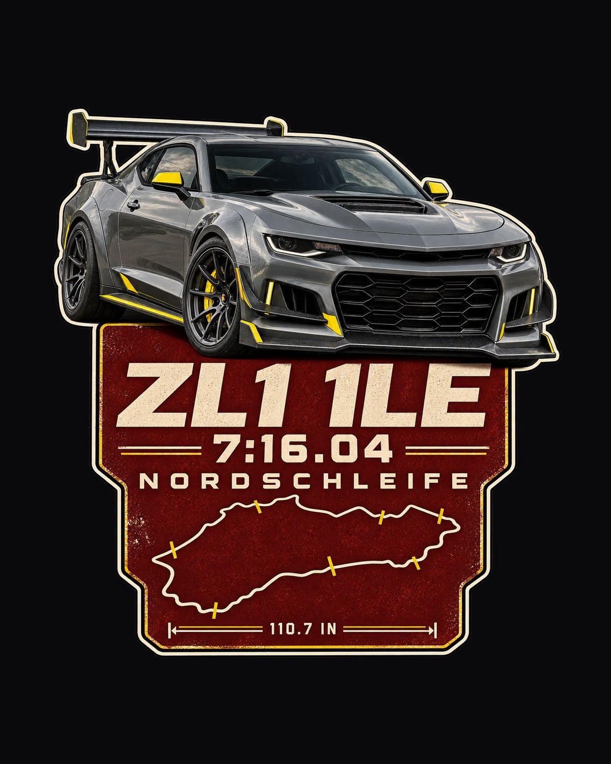Camaro ZL1 1LE Nordschleife Lap Time Poster Shirt, 7:16.04 design only