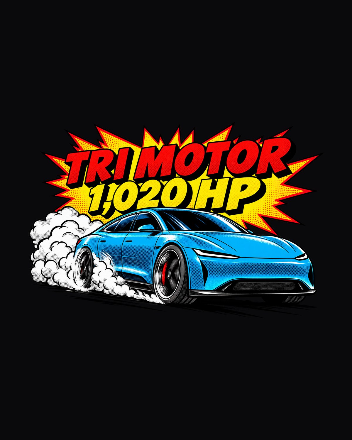 Tesla Model S Plaid Tri Motor Pop-Art Shirt, EV Car Guy Gift design only