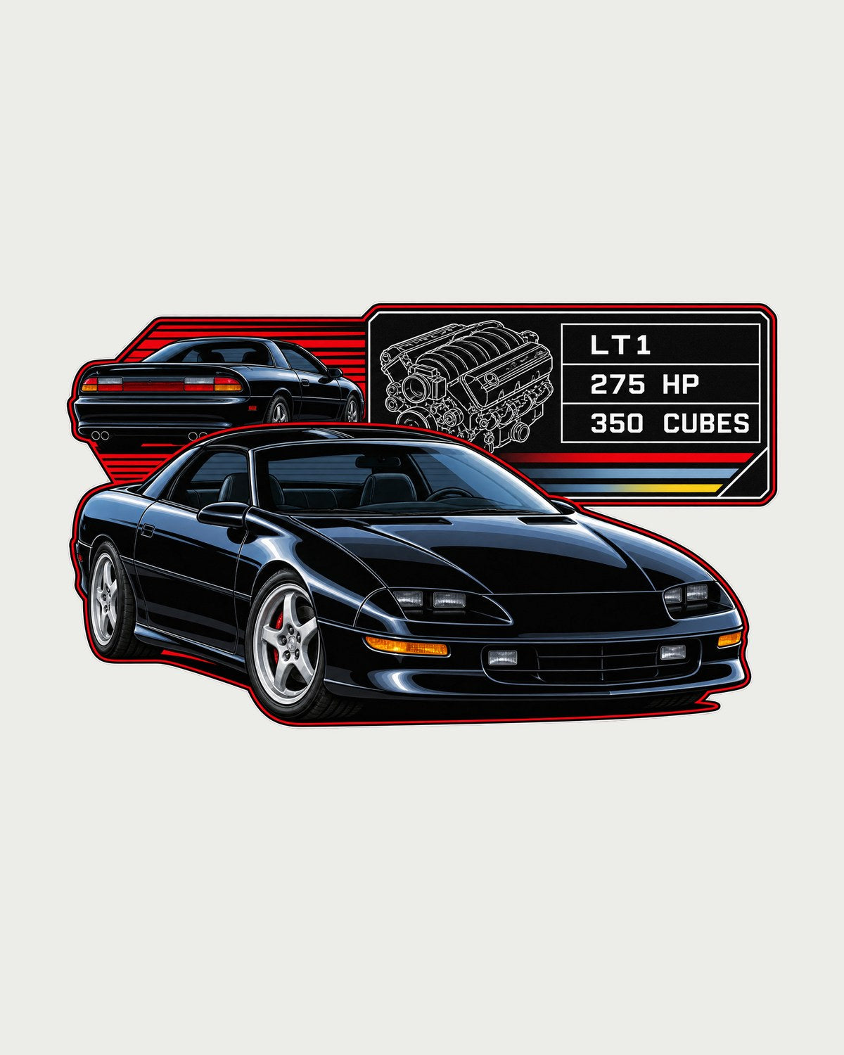 Camaro Z28 1993 LT1 Spec Plate Shirt, 275 HP 350 Tee design only