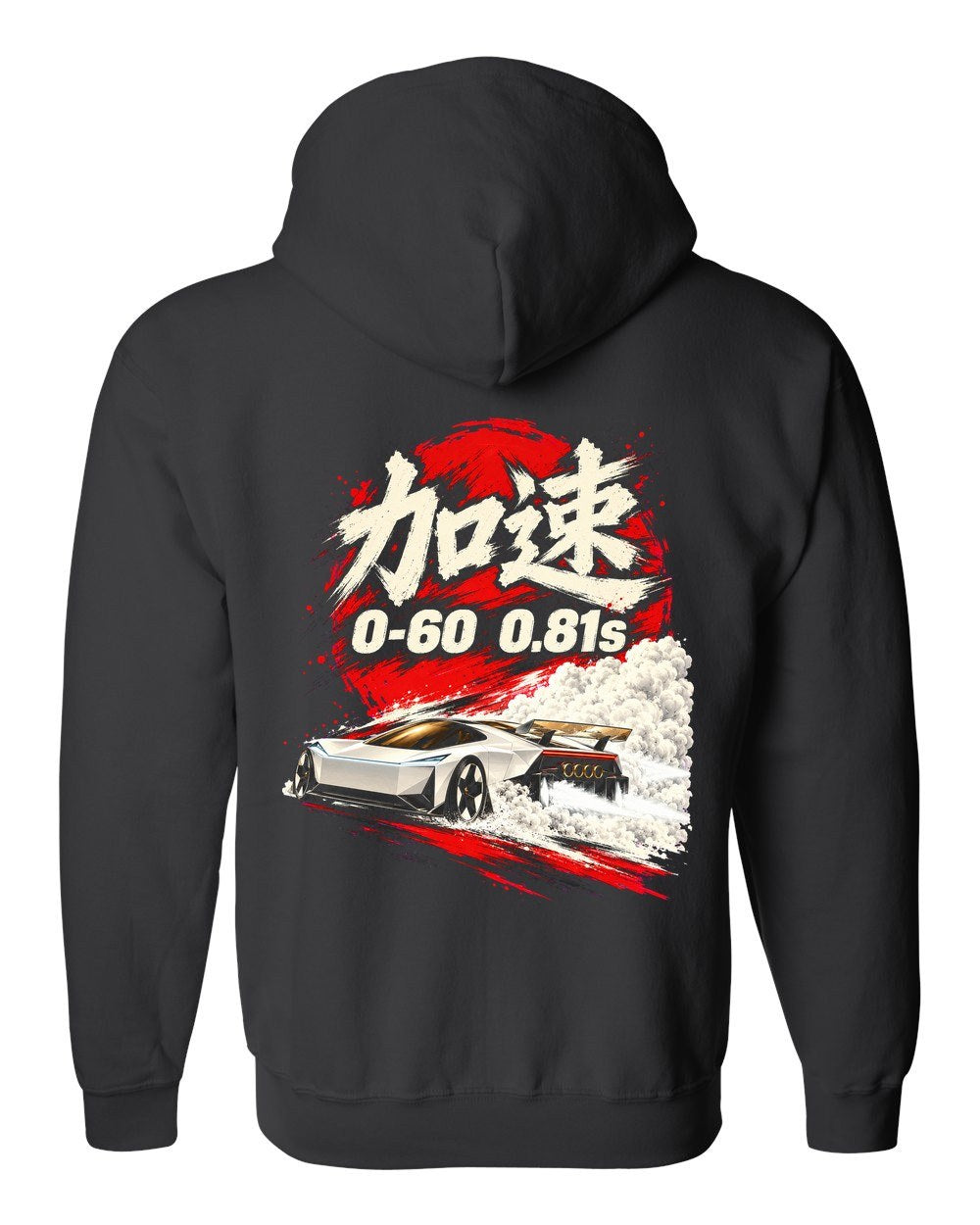 Tesla Roadster 0-60 Zip Hoodie Black back