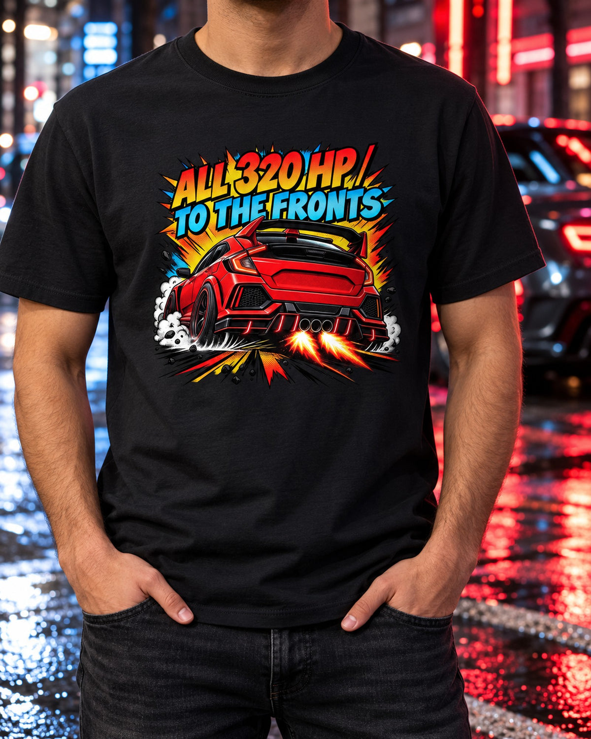 Honda Civic Type R FK8 Triple Exit Comic Shirt, Car Guy Tee T-Shirt Black worn hero