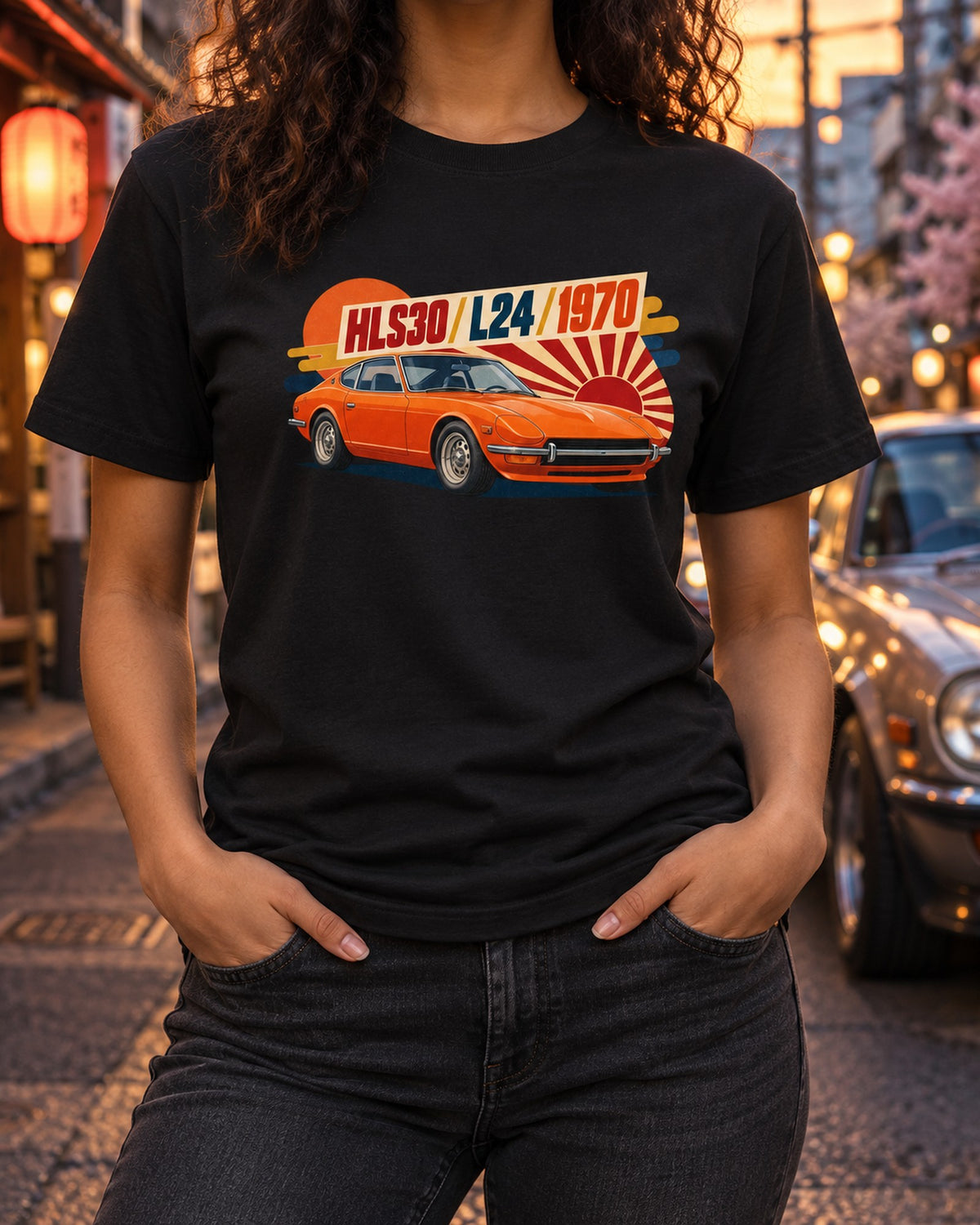 Datsun 240Z HLS30 1970 Showa Catalogue Ad Shirt, L24 T-Shirt Black worn hero