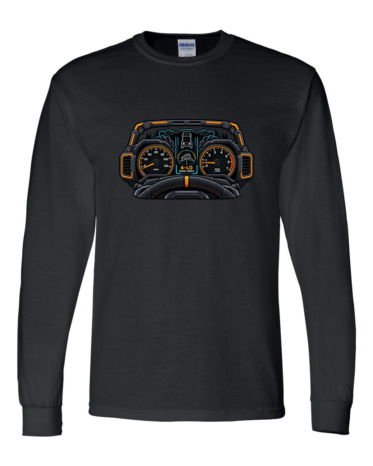 Ford Bronco 6G U725 gauge cluster HUD print black long sleeve front view with the design