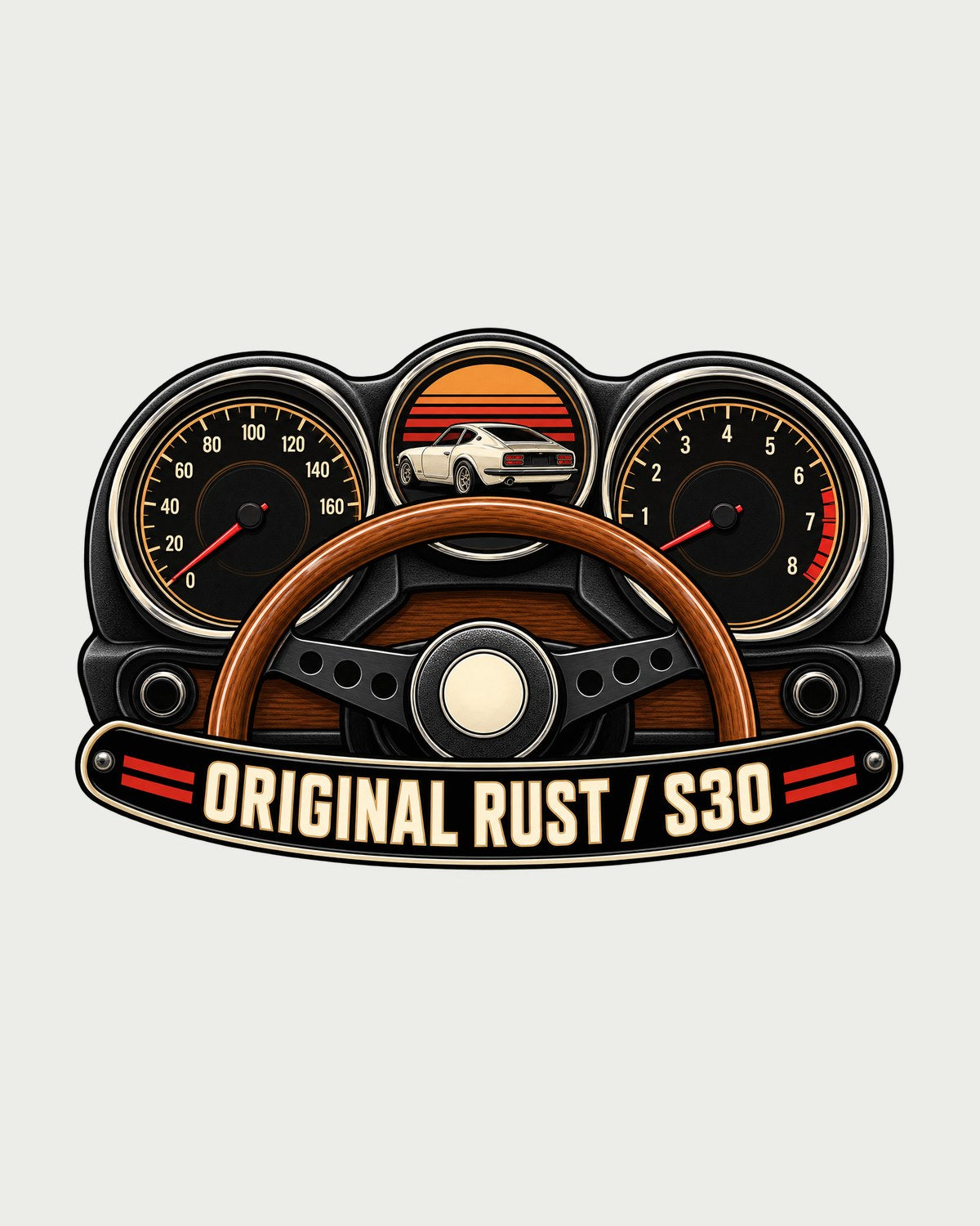 Datsun 240Z S30 Analog Gauge Cluster Shirt, Original Rust design only