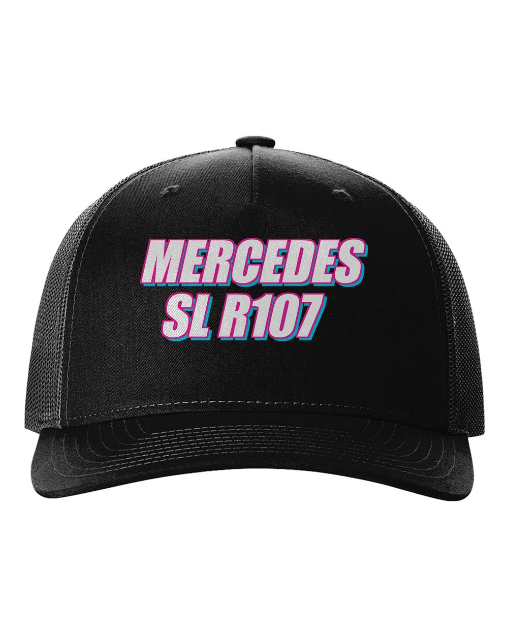 black hat front view with car name