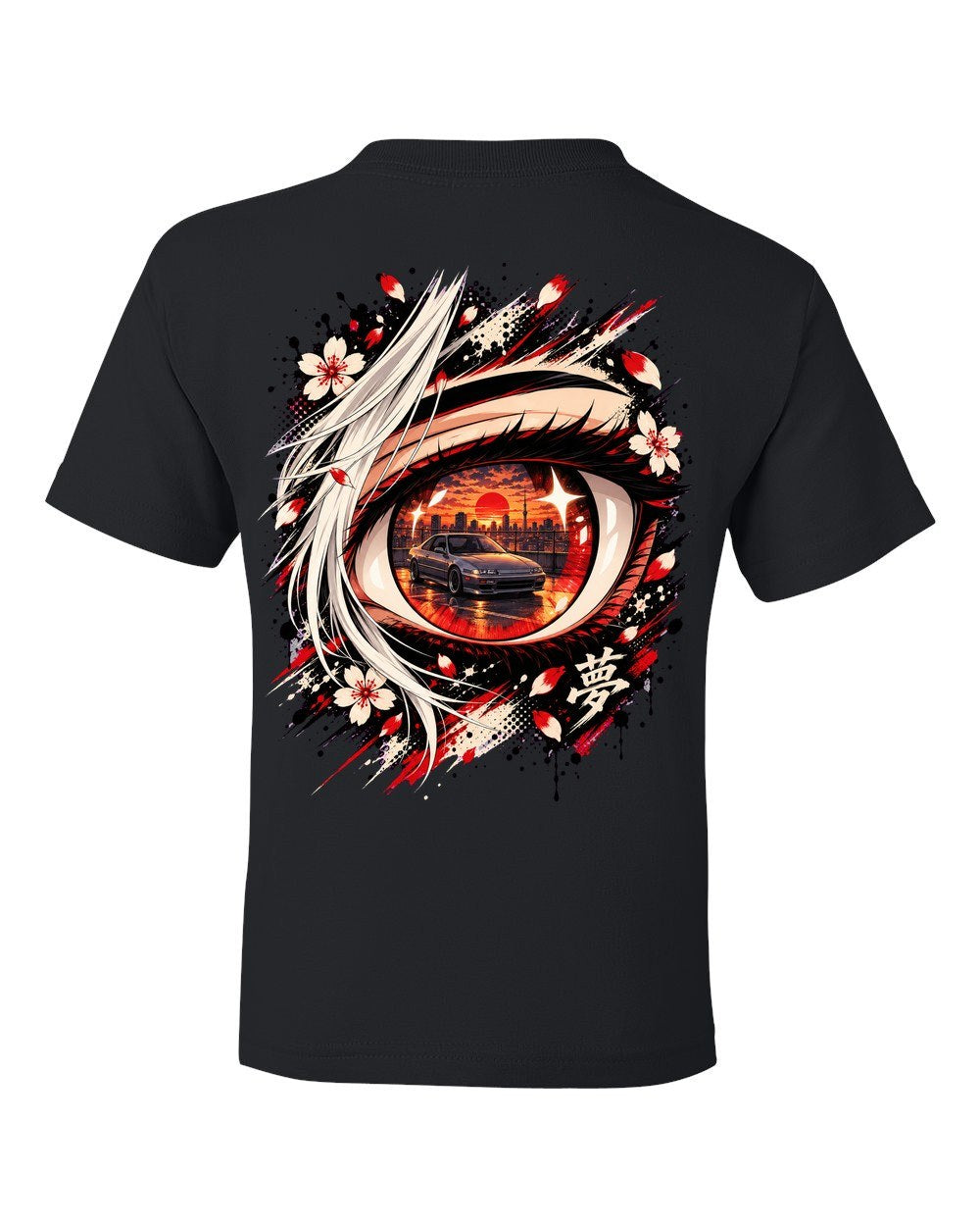 Honda Prelude BB Anime Girl Kids Tee Black back