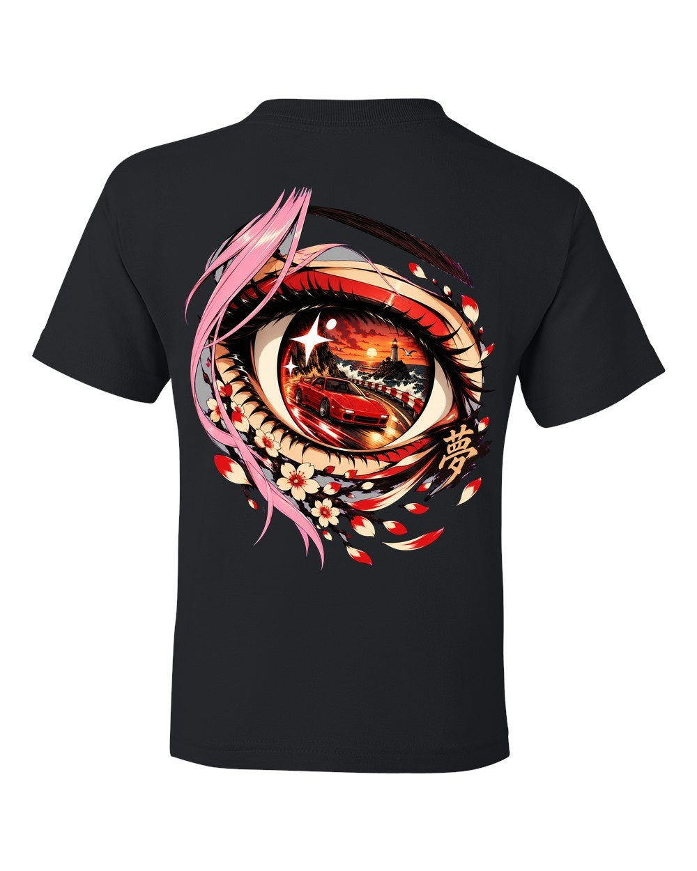 Toyota MR2 SW20 Anime Girl Kids Tee Black back