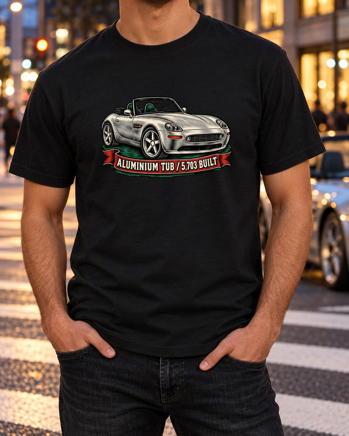 BMW Z8 E52 Woodcut Roadster Shirt, 5,703 Built T-Shirt Black worn hero