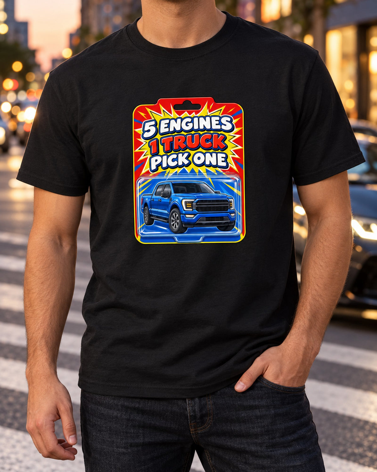 Toy Card Style 2021 Ford F-150 P702 print Tee T-Shirt Black worn hero