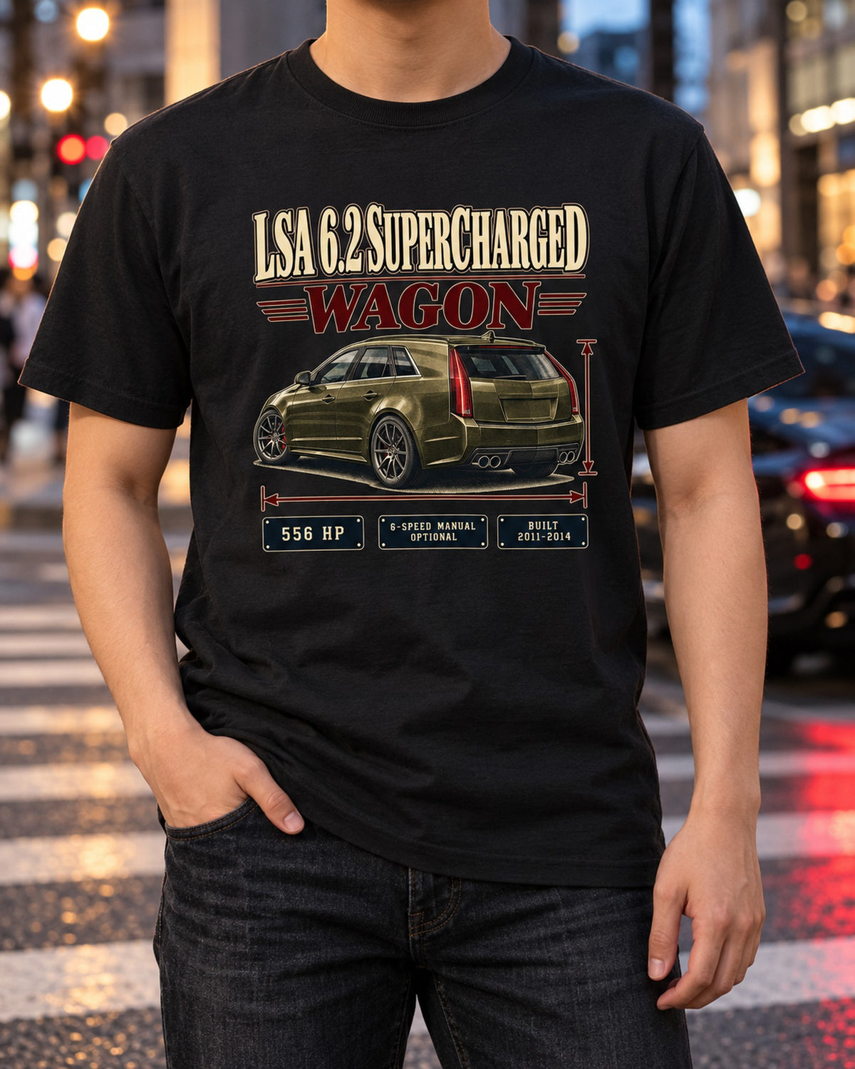 2011-14 Cadillac CTS-V Sport Wagon Archive Panel Shirt T-Shirt Black worn hero