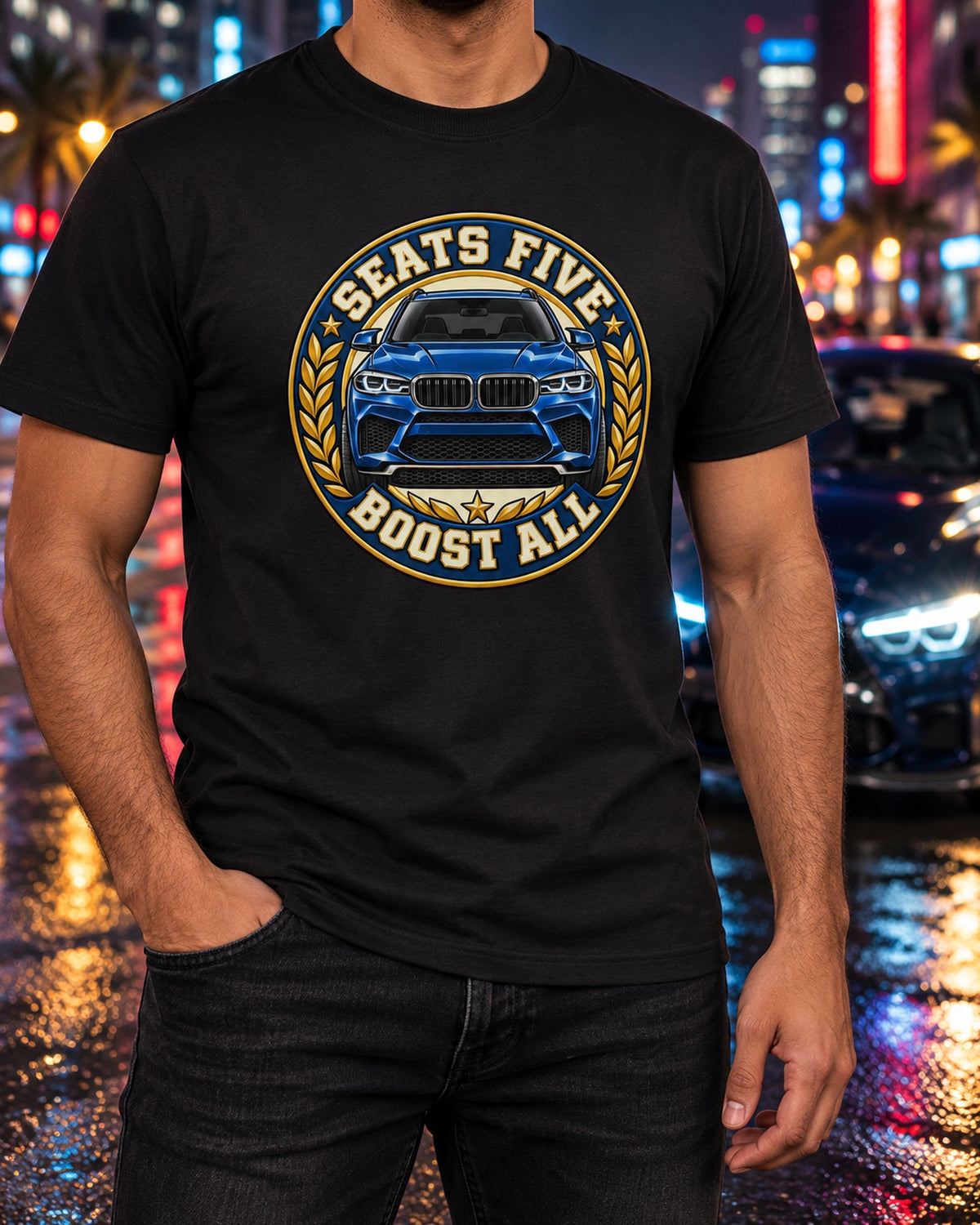 Tall and Quick Varsity Crest Tee, BMW X5 M F85 T-Shirt Black worn hero