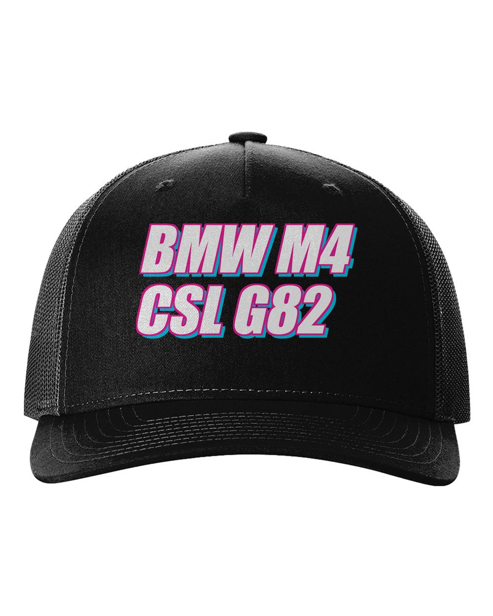 black hat front view with car name
