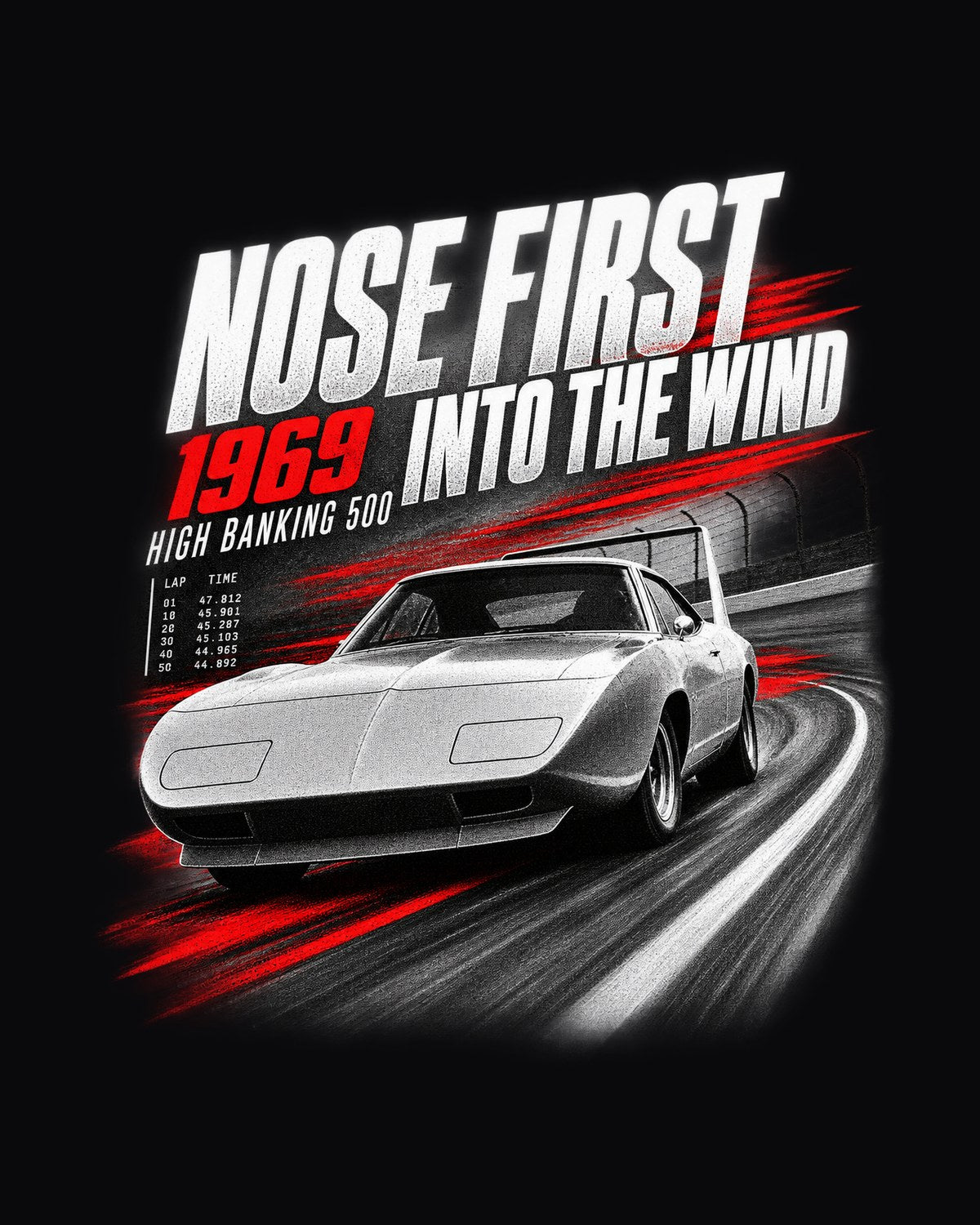 1969 Dodge Charger Daytona Nose First Race Poster Tee design only