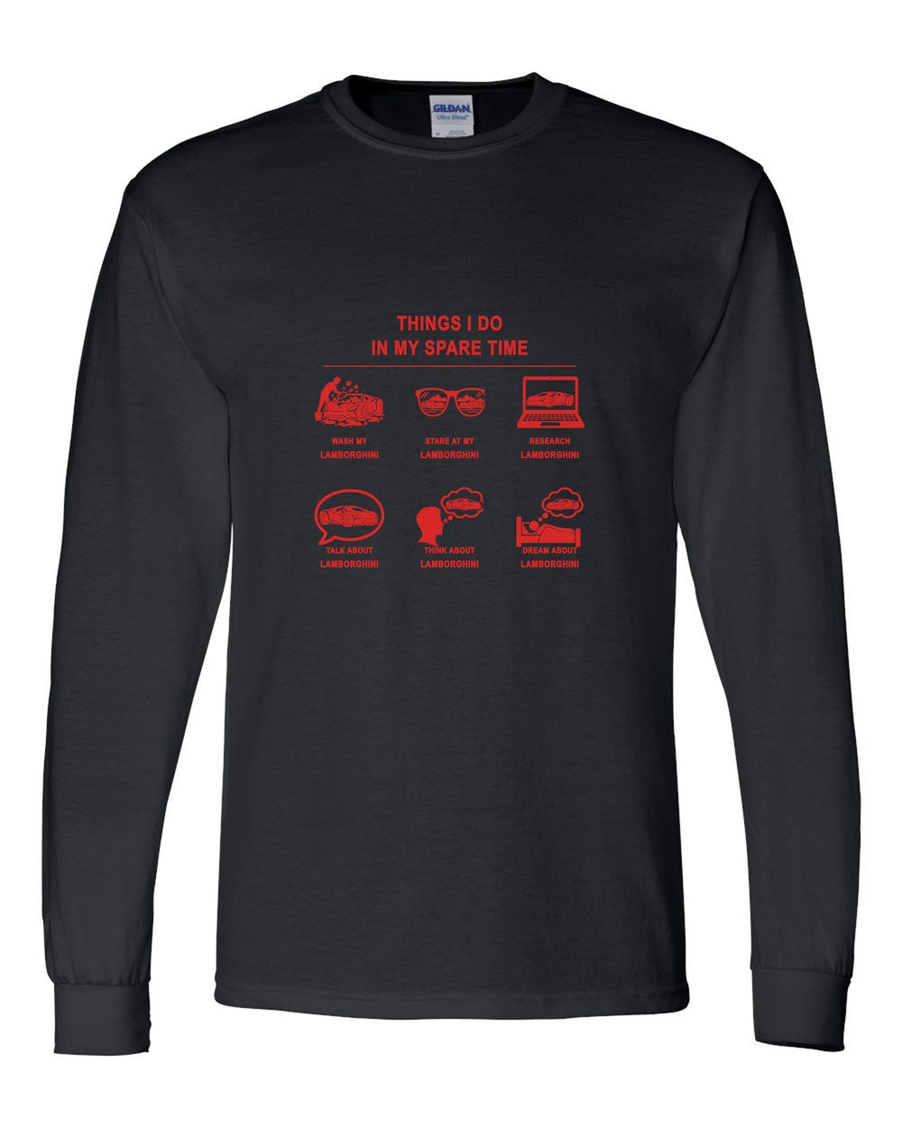 Lamborghini Things I Do Long Sleeve Black front
