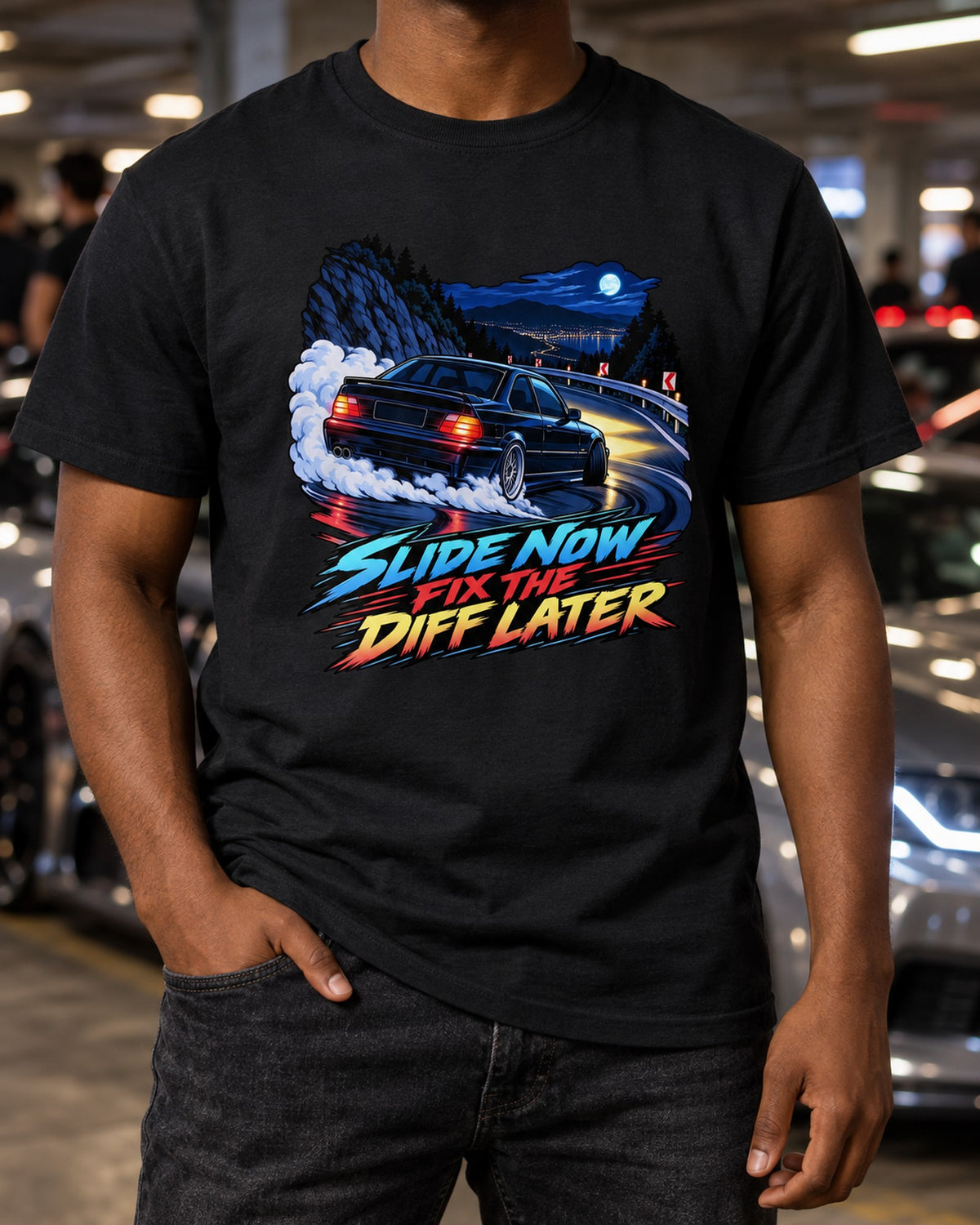 BMW E36 M3 S50 Spec Sheet Shirt, Car Guy Tee T-Shirt Black worn hero