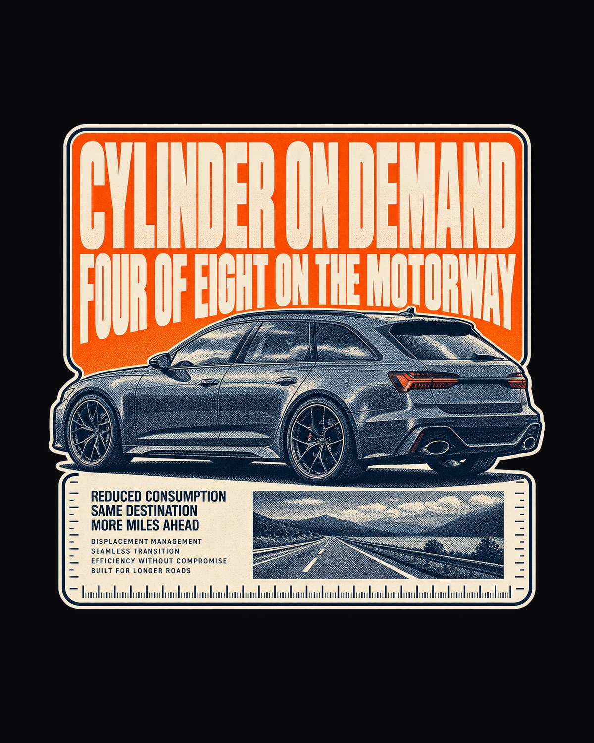 Audi RS6 Avant C8 Halftone Shirt, Cylinder on Demand design only