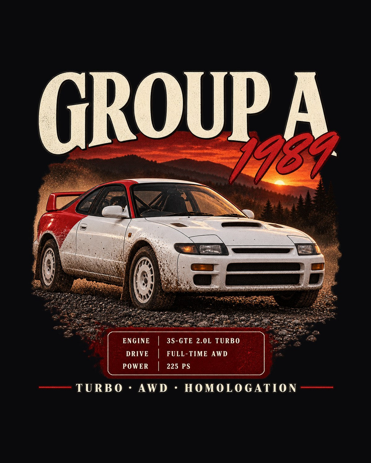 Toyota Celica GT-Four ST185 Group A 1989 Archive Panel Tee design only