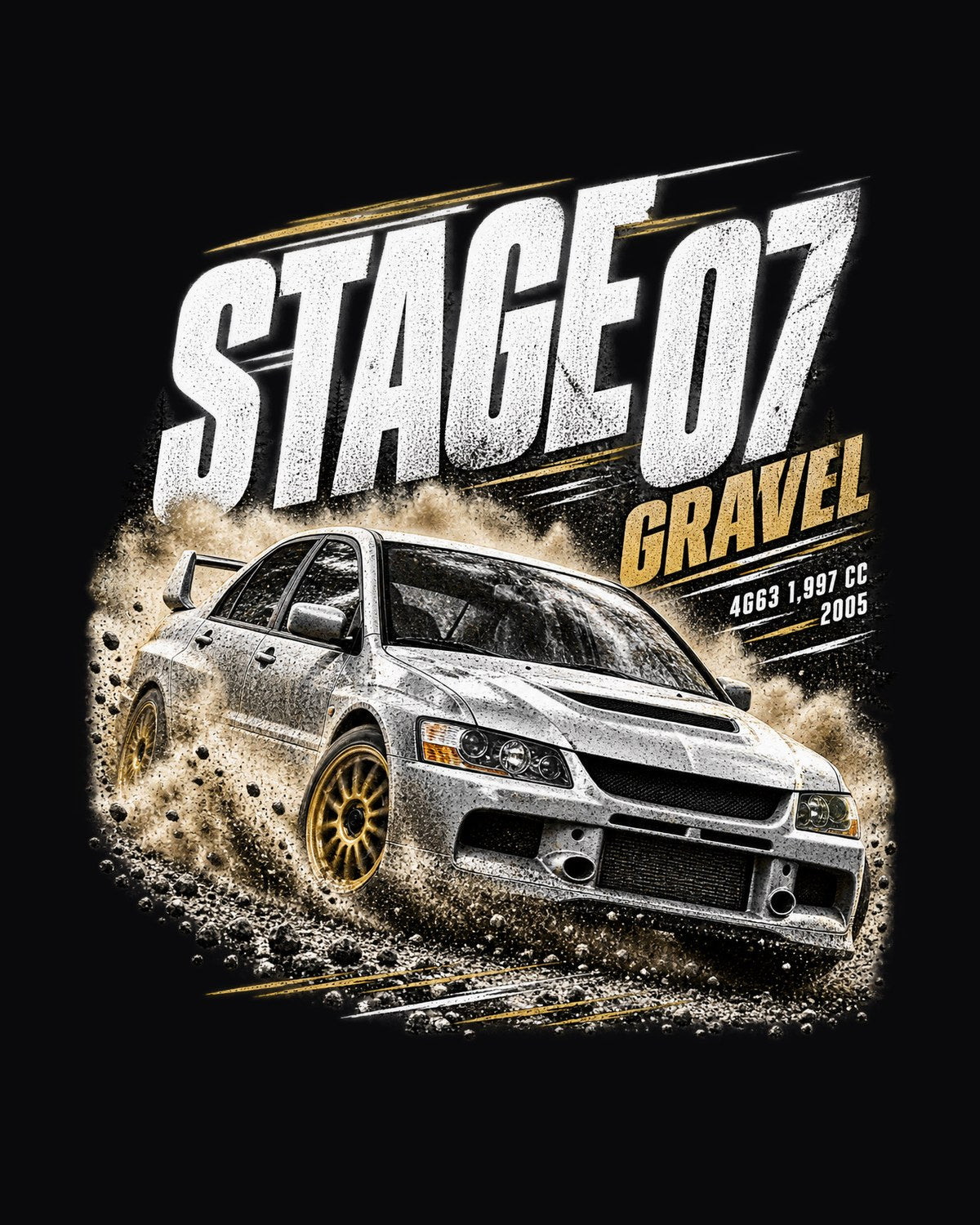 Mitsubishi Lancer Evolution IX CT9A Stage 07 Gravel Poster Tee design only