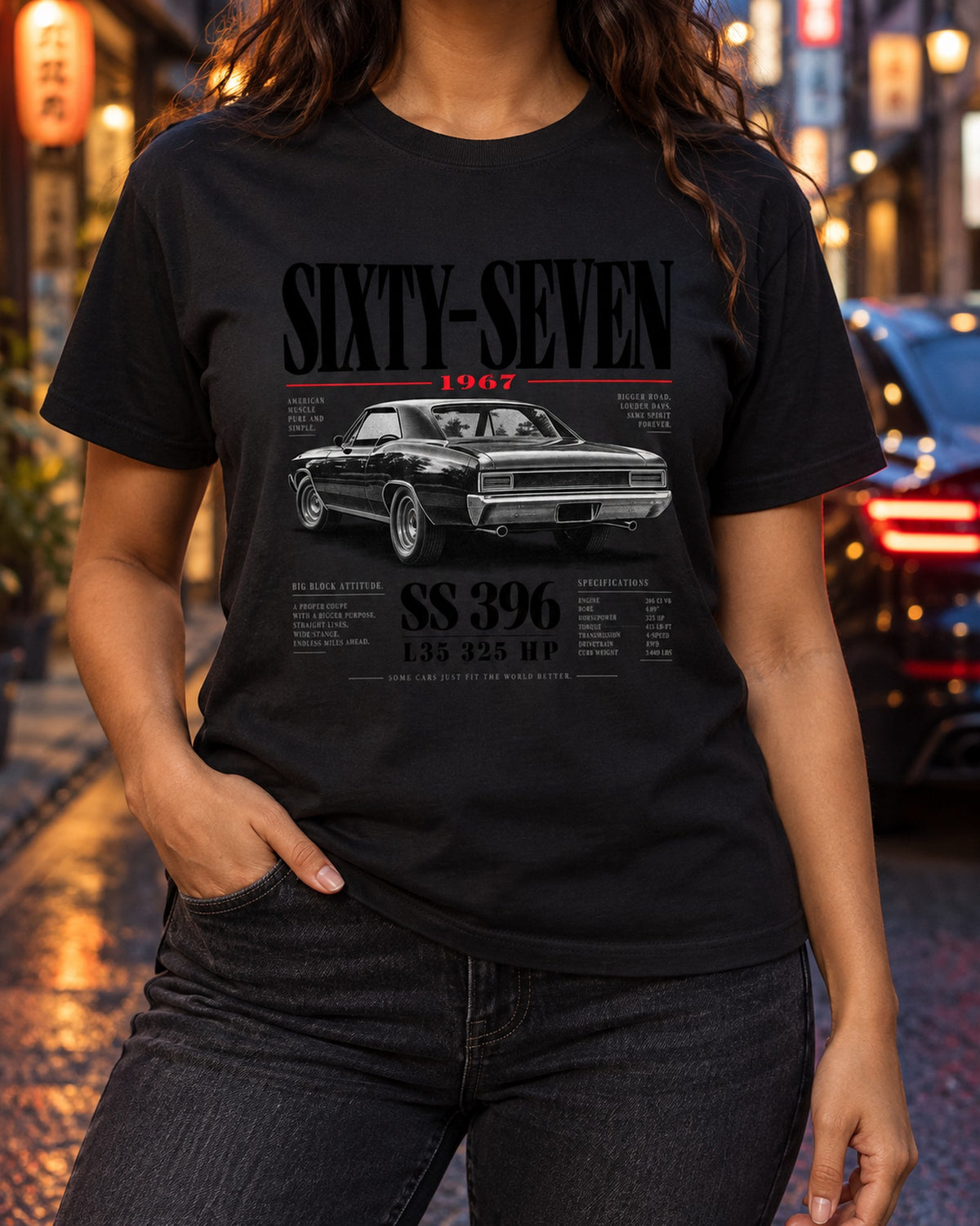 1967 Chevelle SS 396 Sixty-Seven Editorial print Shirt T-Shirt Black worn hero